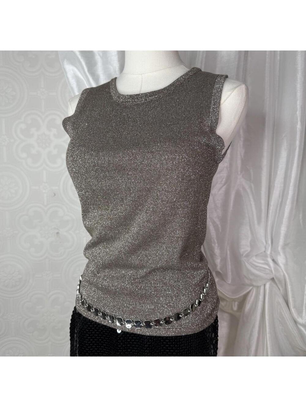 Vintage Silver Silk Knit Tank Top Spenser Jeremy